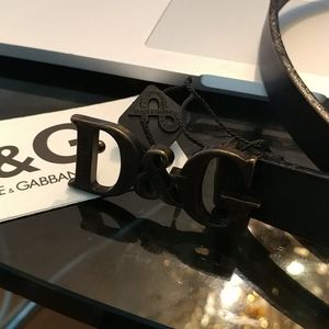 D&G black leather belt